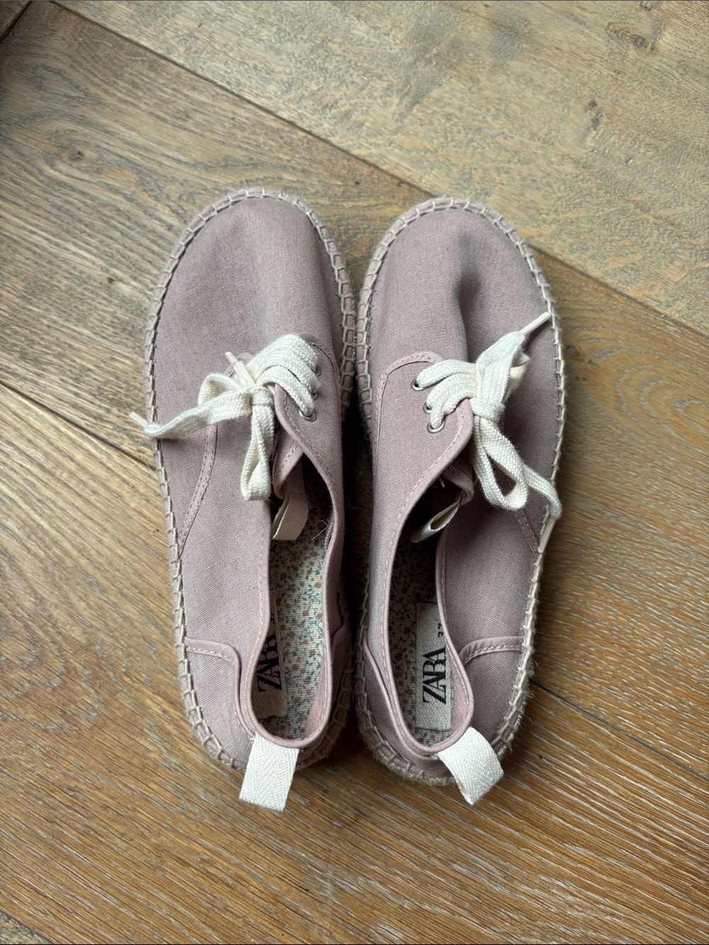 ZARA Dusty Rose Canvas Lace-Up Espadrille Sneakers